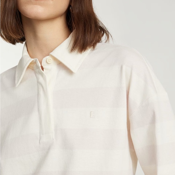 Purple and white striped long-sleeved rugby , NWT - Picture 1 of 8